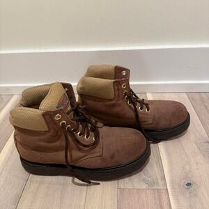 Dickies steel toe Sz 6.5  brown lace up boots #workwear #boots